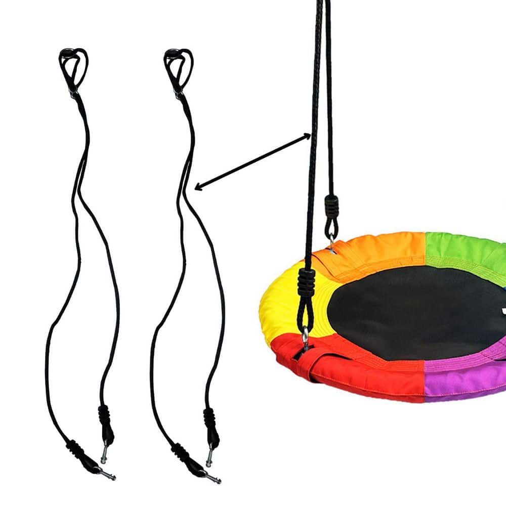 47 in. to 71 in. Adjustable 550 lb. Capacity Saucer Swing Replacement Straps, Black (2-Pack) - Hercitys