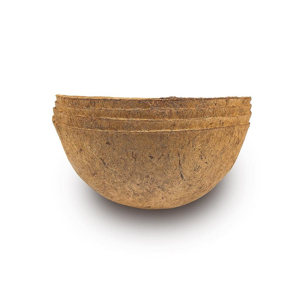 14 in. Dia Brown Coir Plant Fiber Hanging Basket Coco Liner (4-Pack) - Hercitys