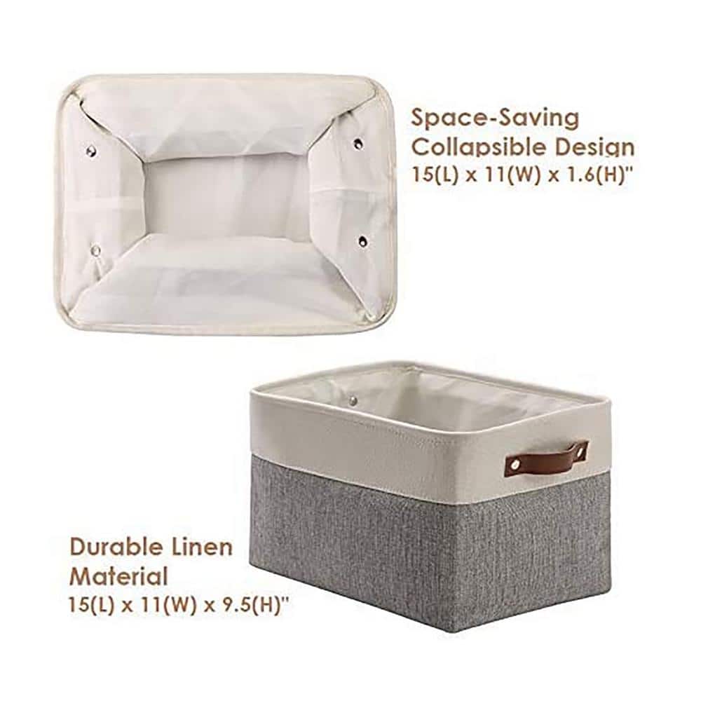 27 qt. Fabric Collapsible Storage Bin with Handles in Gray (4-Pack) - Hercitys