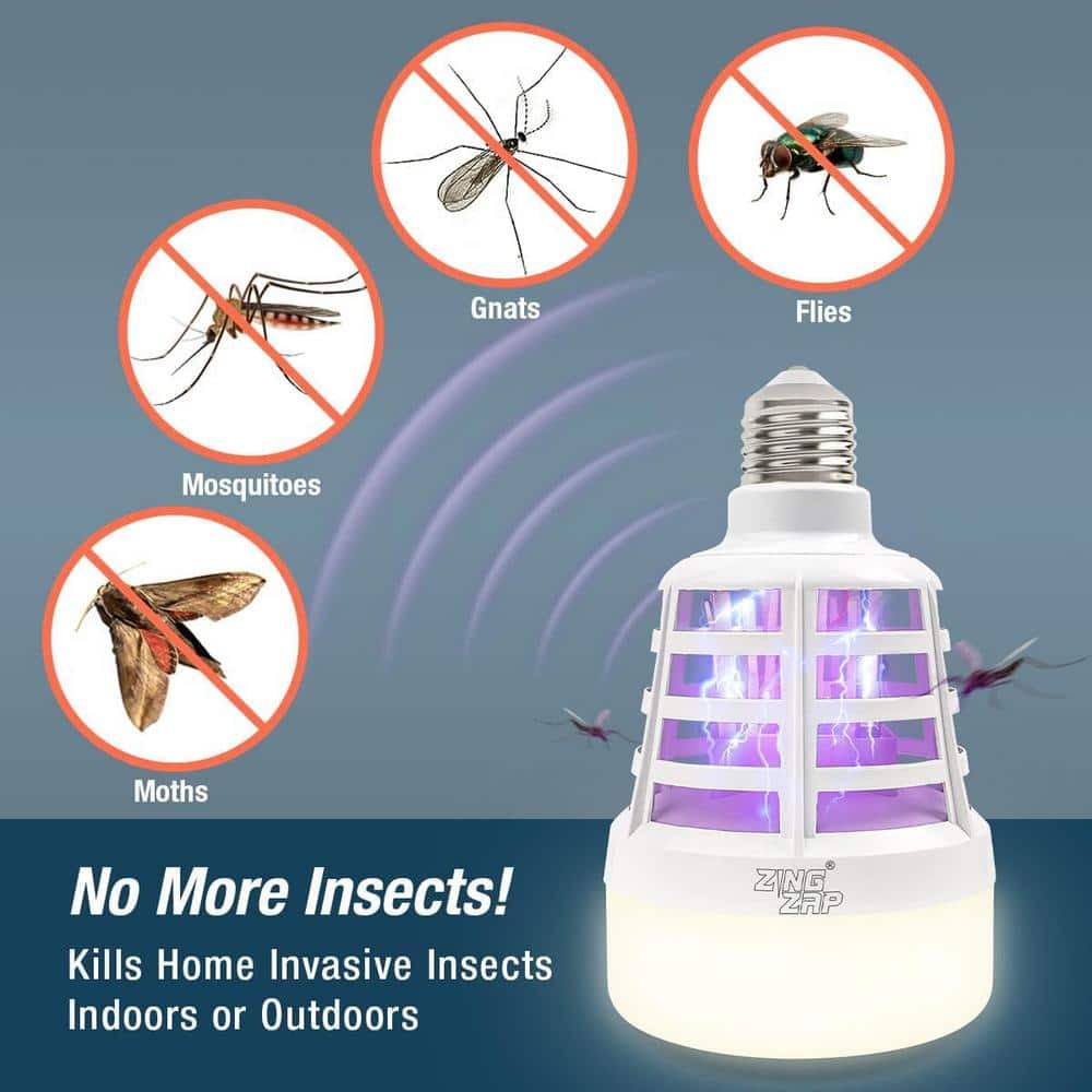 2 Pack Dual-Function Mosquito Repellent Zapper Bulb, LED UV light, 3 Modes, Electric Zapper Kills Bugs on Contact - Hercitys