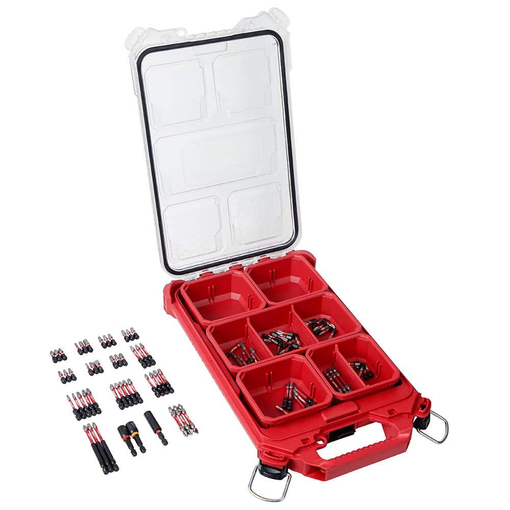 20 in. PACKOUT Tool Bag and SHOCKWAVE Impact Duty Alloy Steel Screw Driver Bit Set with PACKOUT Case (100-Piece) - Hercitys