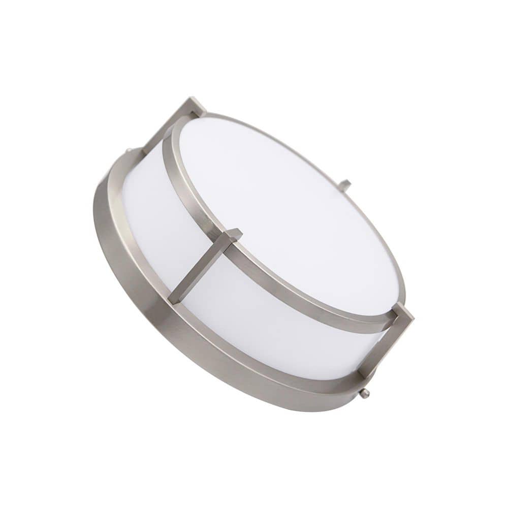 13 in. Brushed Nickel Dimmable Flush Mount with Plastic Shade Dim to Warm 2700K-4000K and Integrated LED Light - Hercitys