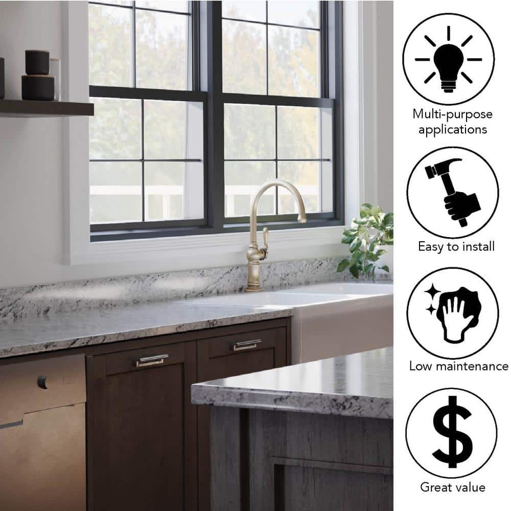 4 ft. Straight Laminate Countertop All-Inclusive Kit in Textured White Ice Granite with Eased Edge and Loose Backsplash - Hercitys