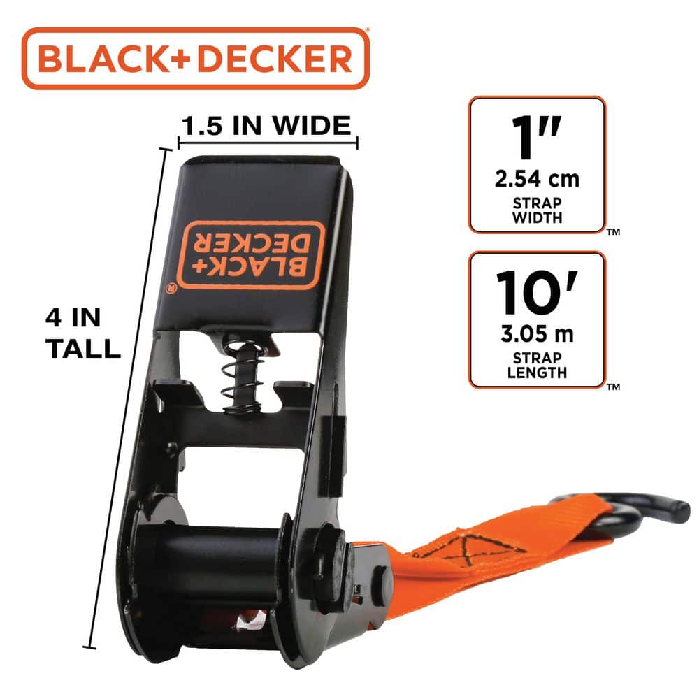 10 ft. x 1 in. Light Duty Ratchet Tie-Down Straps, 900 LB. Break Strength (4-Pack) - Hercitys
