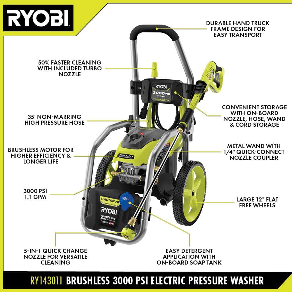 3000 PSI 1.1 GPM Cold Water Electric Pressure Washer - Hercitys