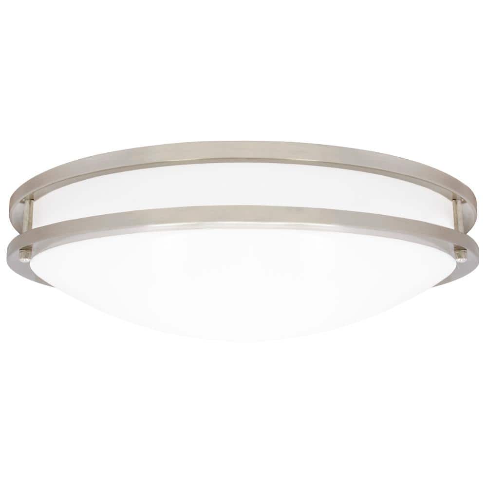 18 in. Satin Nickel Selectable LED Ceiling Flush Mount Fixture, 5 CCT 2700K-5000K, 2000 Lumens, Dimmable - Hercitys