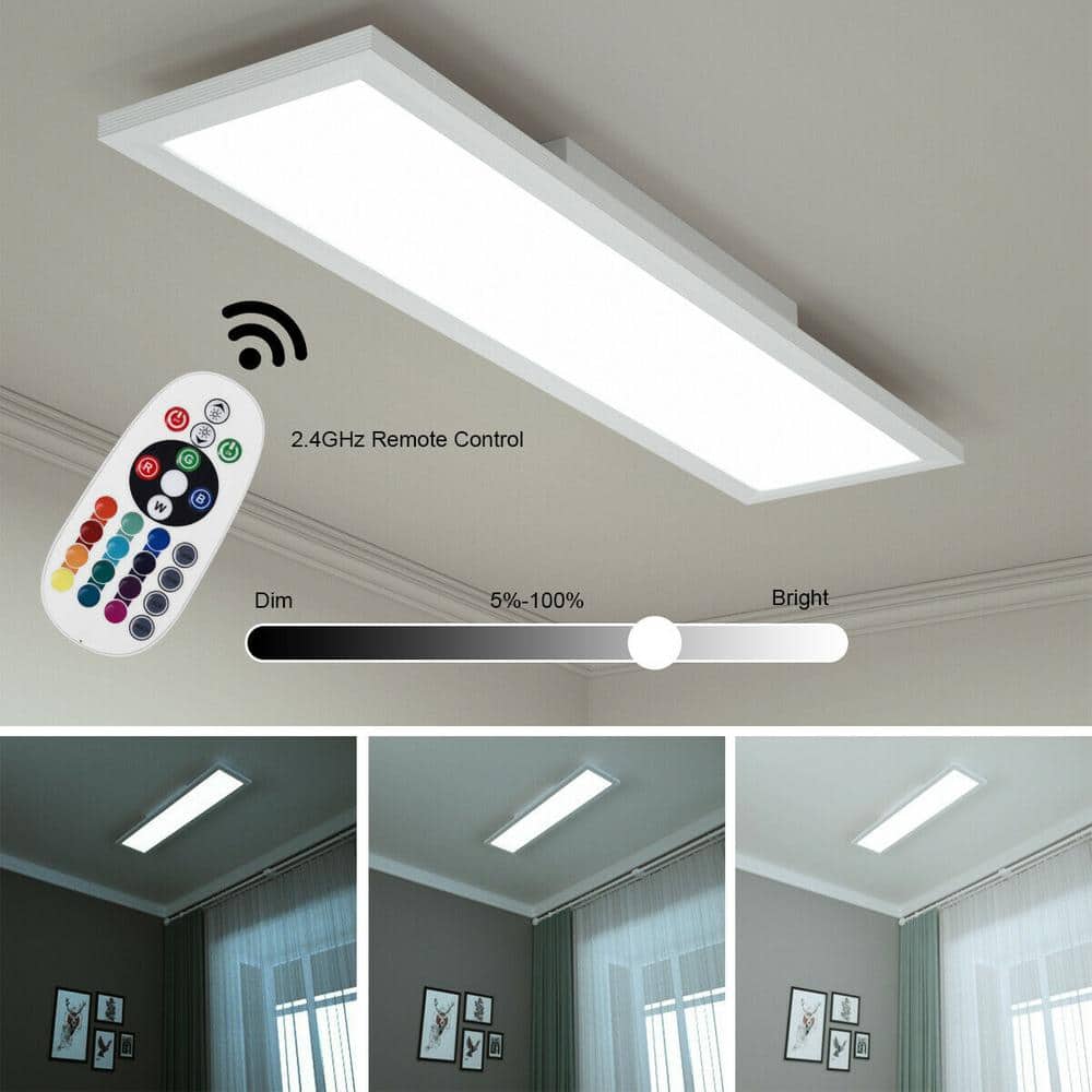 23.5 In. RGB Integrated LED Flush Mount Ceiling Light with Remote Control(1-Pack) - Hercitys