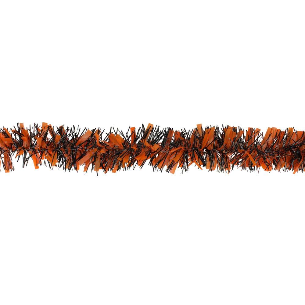 50 ft. Orange and Black Halloween Tinsel Garland – Unlit - Hercitys