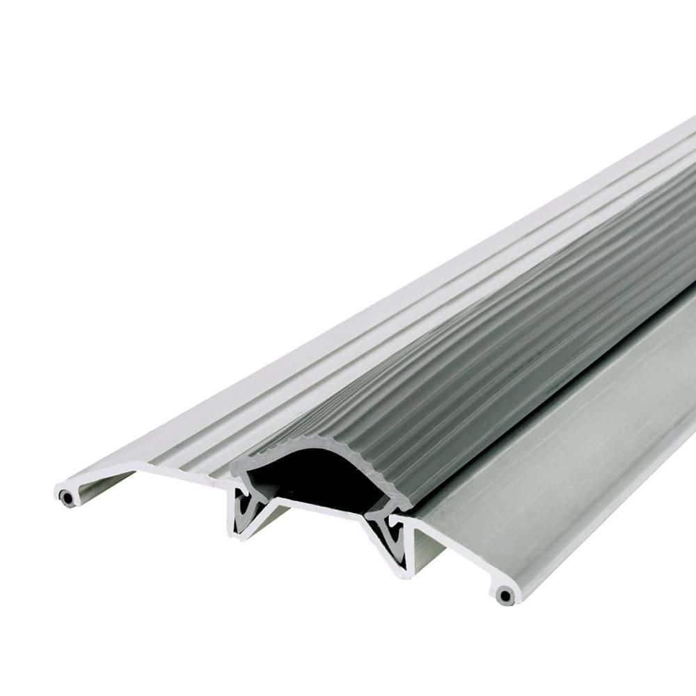 3-3/4 in. x 3/4 in. x 72 in. Silver Aluminum and Vinyl Heavy-Duty Low-Profile Threshold - Hercitys