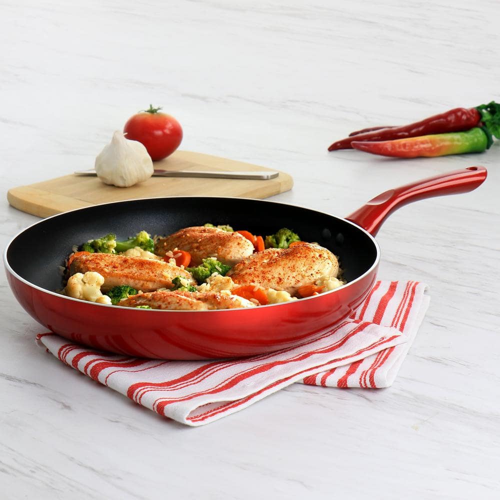 12 in. Aluminum Non Stick Frying Pan in Red - Hercitys