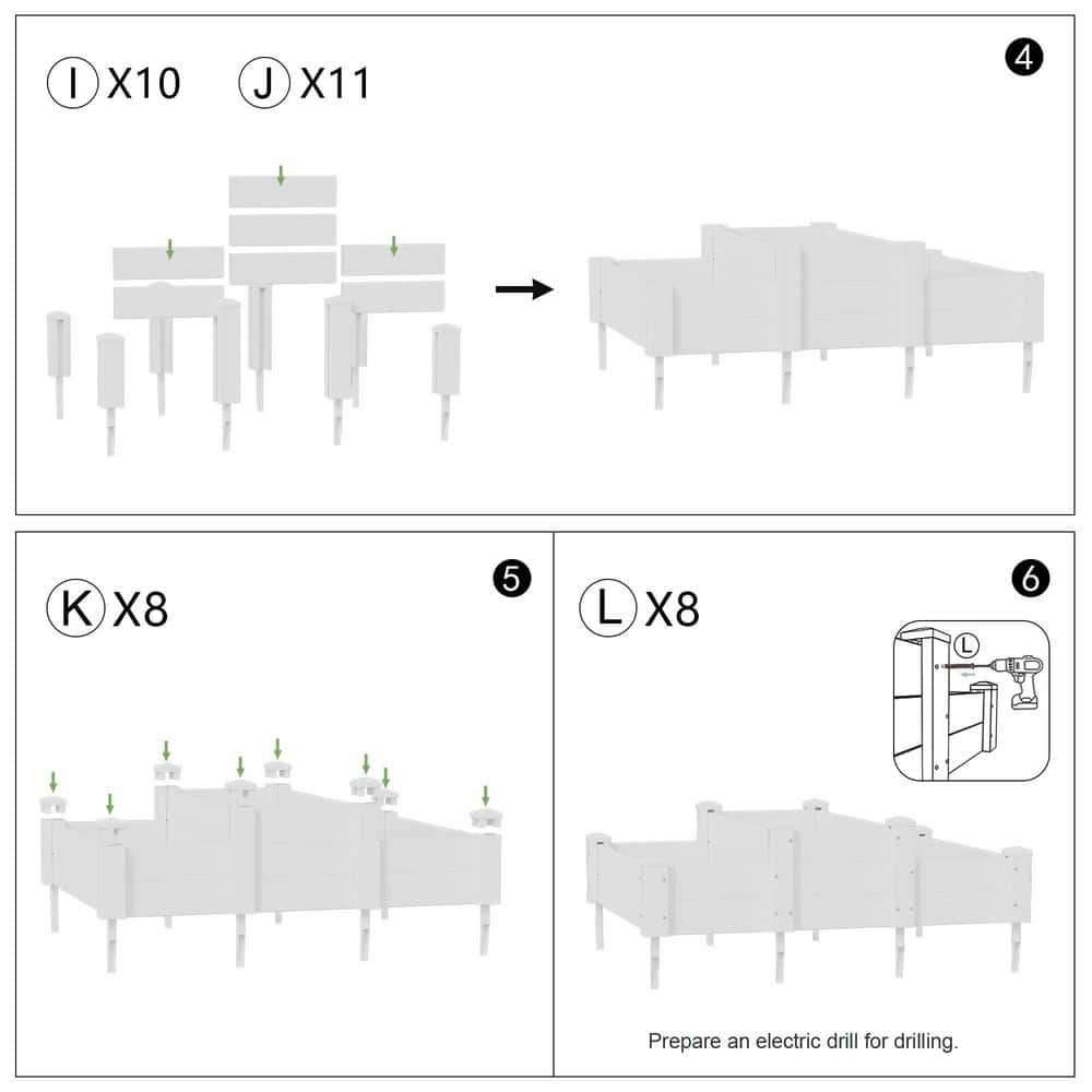 35.4 in.x 35.4 in.x 11.8 in. White Metal Modular Garden Fence Panel-Durable, Easy to Install & Soil Improvement Solution - Hercitys