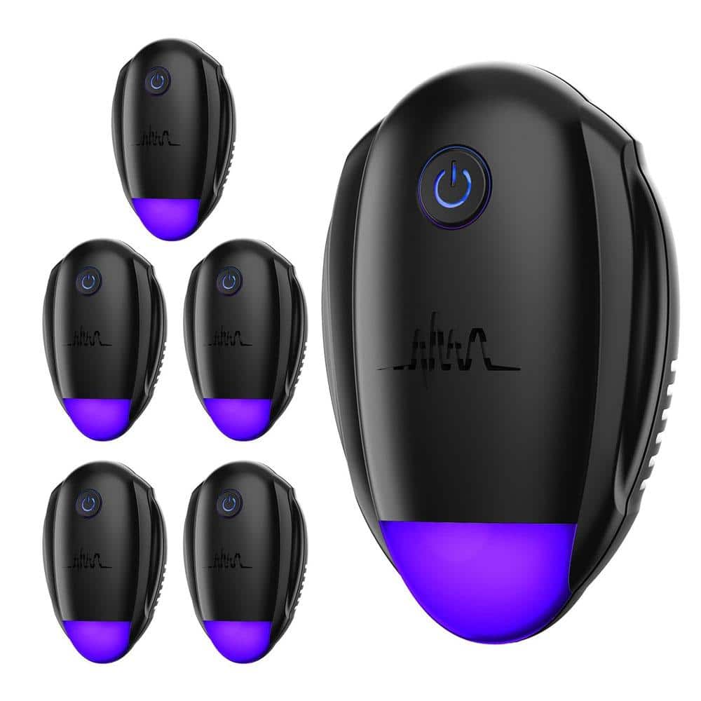 2 in 1 Black Electronic Indoor Pest Repellent, Ultrasonic Pest Control Repeller for Mice, Roach, Mosquito (6-Pack) - Hercitys