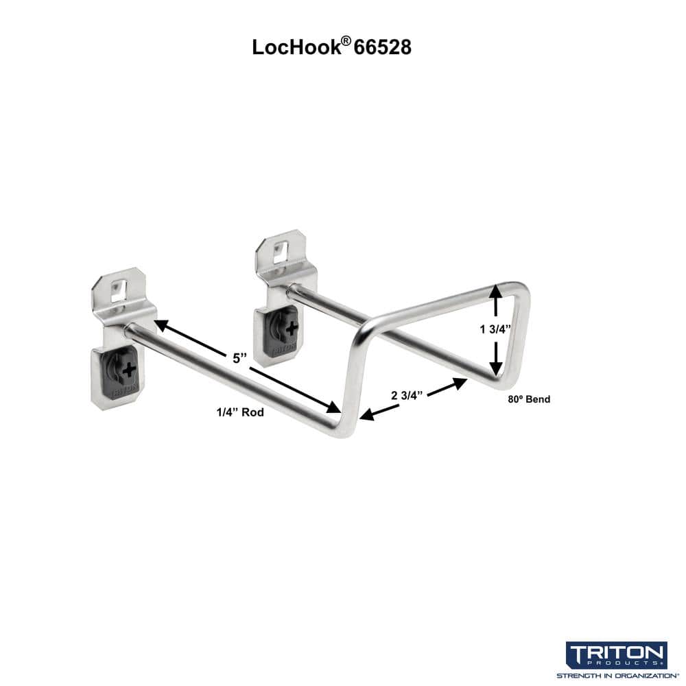 5 in. 80° Bend Double Closed End Loop Pegboard Hook For Stainless Steel LocBoard (2-Pack) - Hercitys