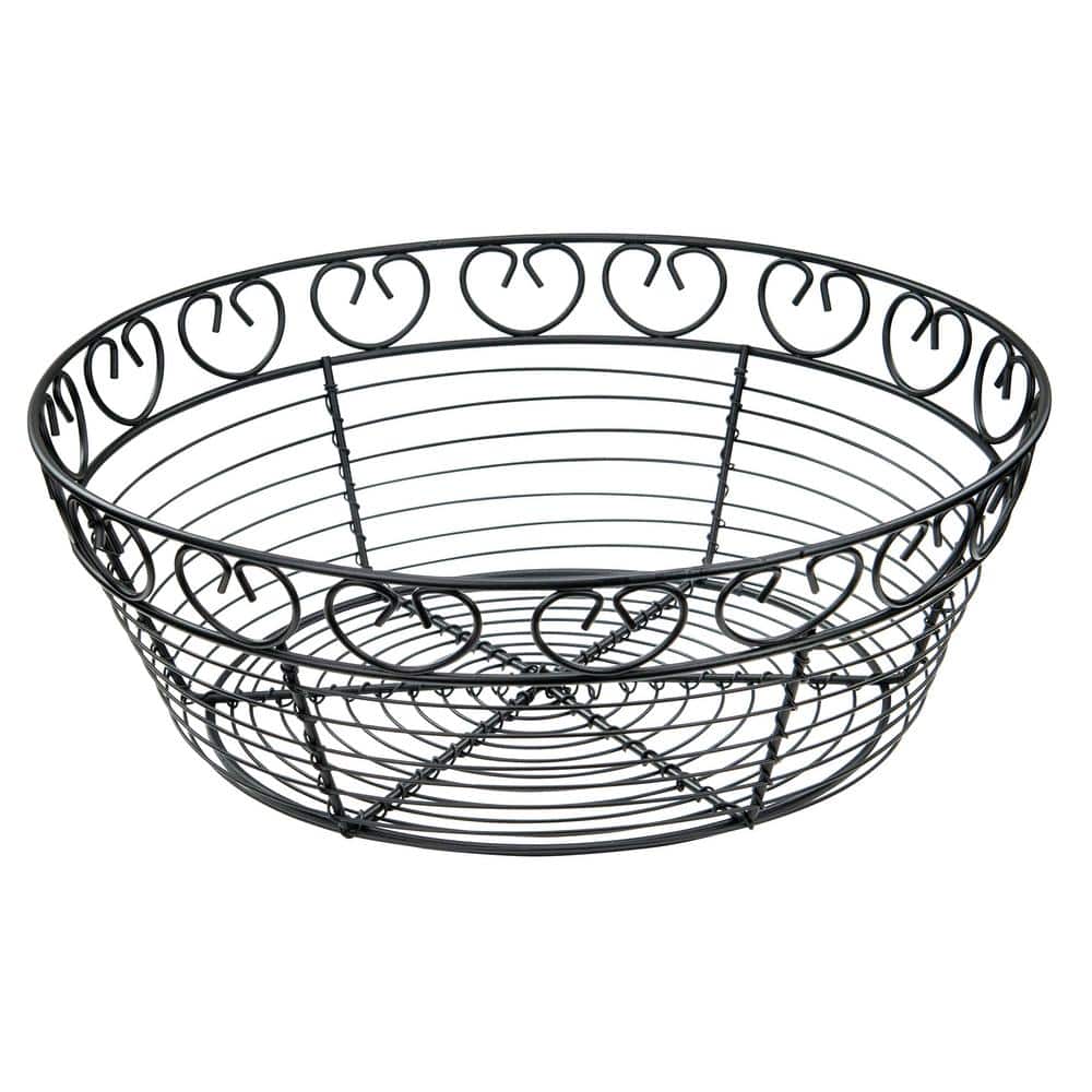 1-Piece Round Black Wire Bread/Fruit Basket - Hercitys