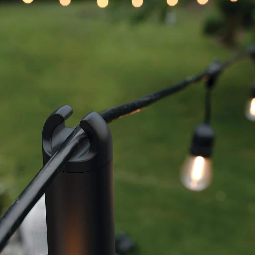 2-Pack 9 ft. String Light Poles for Hanging Lights, Matte Black - Hercitys