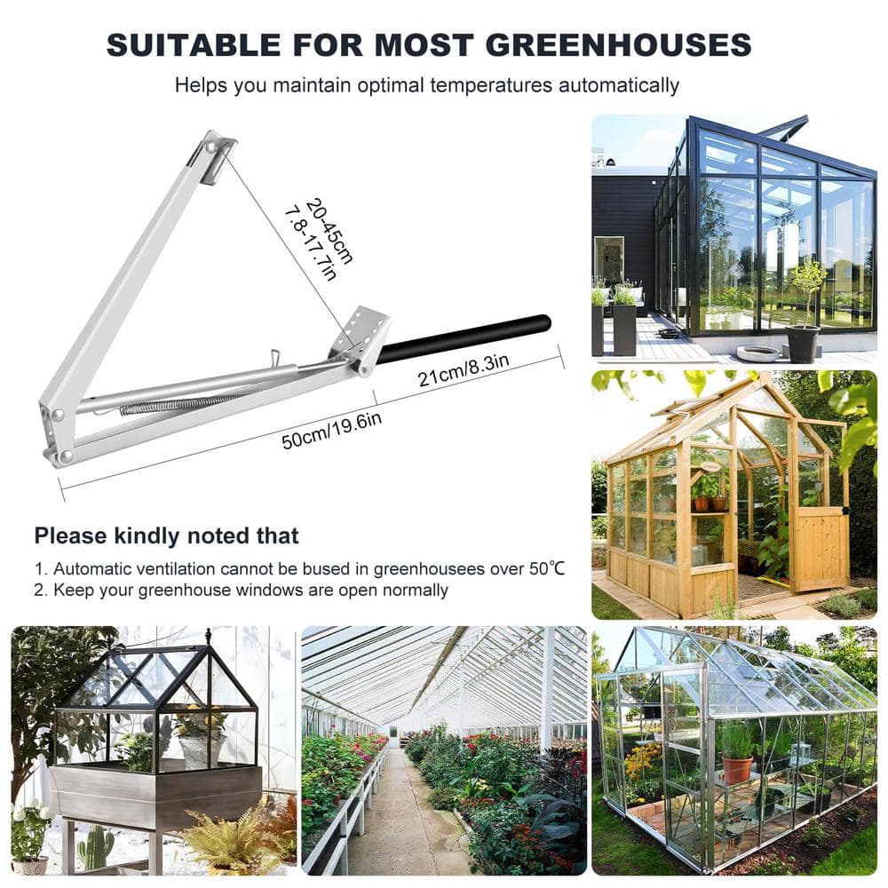 11 in. x 1.4 in. Greenhouse Vent Automatic Opener Solar Heat Sensitive, Auto Roof Vent Opener (2-Piece) - Hercitys
