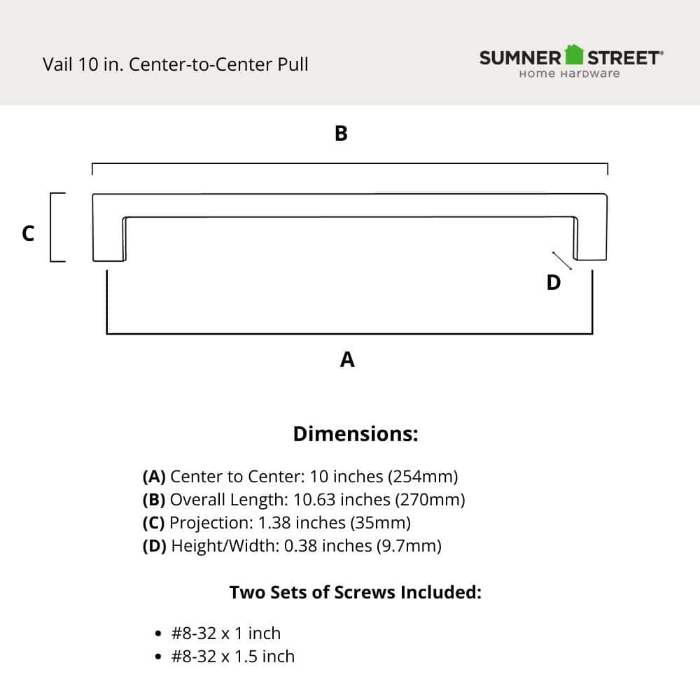5-Pack Vail 10 in. (254 mm) Center-to-Center Modern Matte Black Bar Drawer Pull - Hercitys