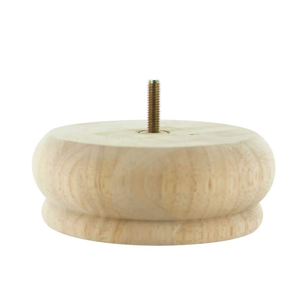 2 in. x 5-1/2 in. Unfinished Solid Hardwood Round Bun Foot (4-Pack) - Hercitys