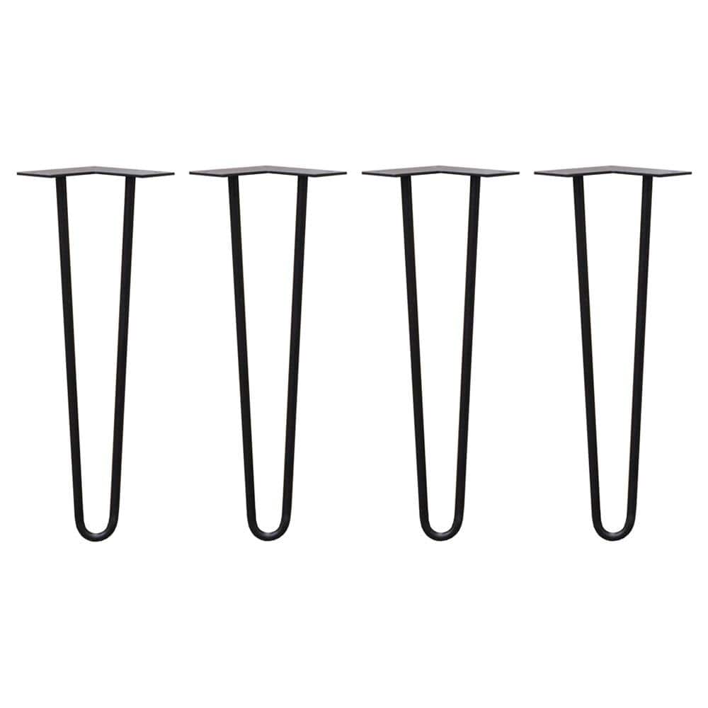 16 in. Black Steel 2-Rod Hairpin Leg (4-Pack) - Hercitys