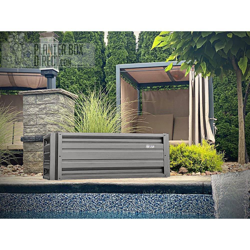 24 inch by 48 inch Rectangle Slate Gray Metal Planter Box - Hercitys