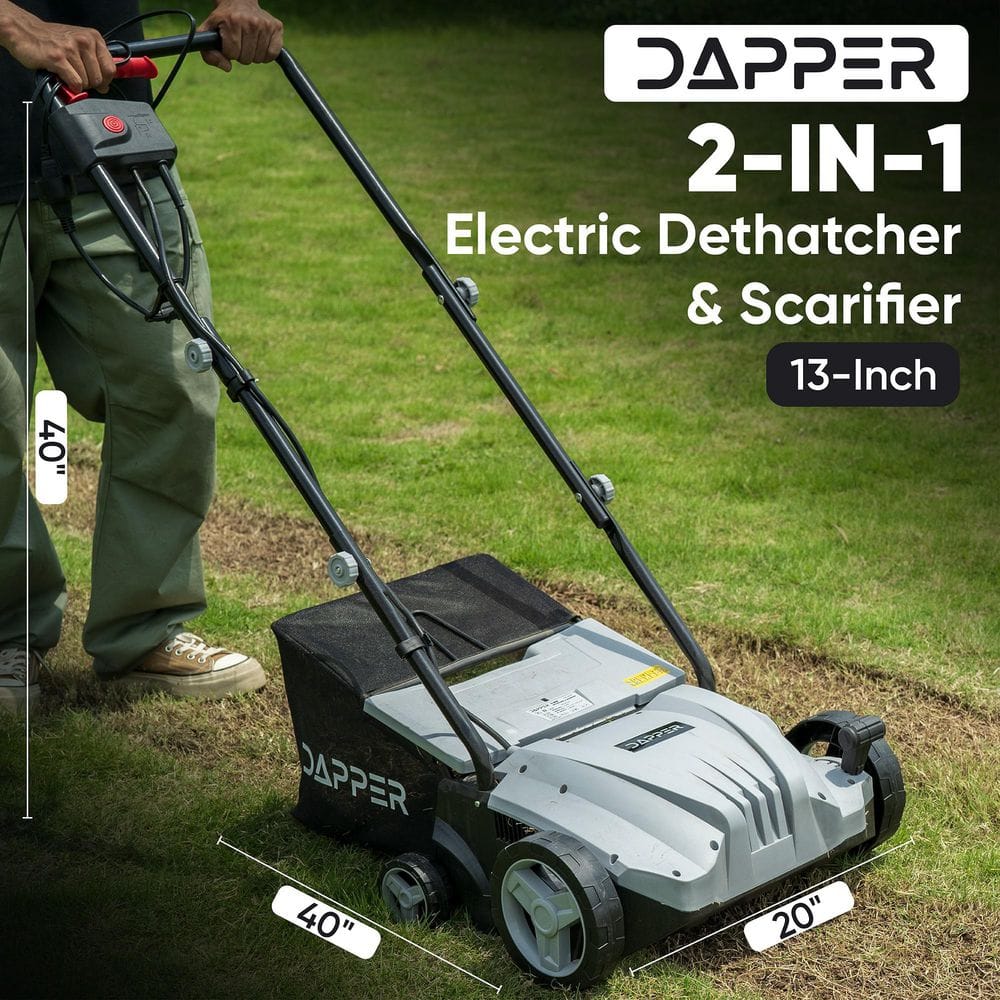 13 in. 12 Amp 2-in-1 Electric Dethatcher and Scarifier with Collection Bag - Hercitys