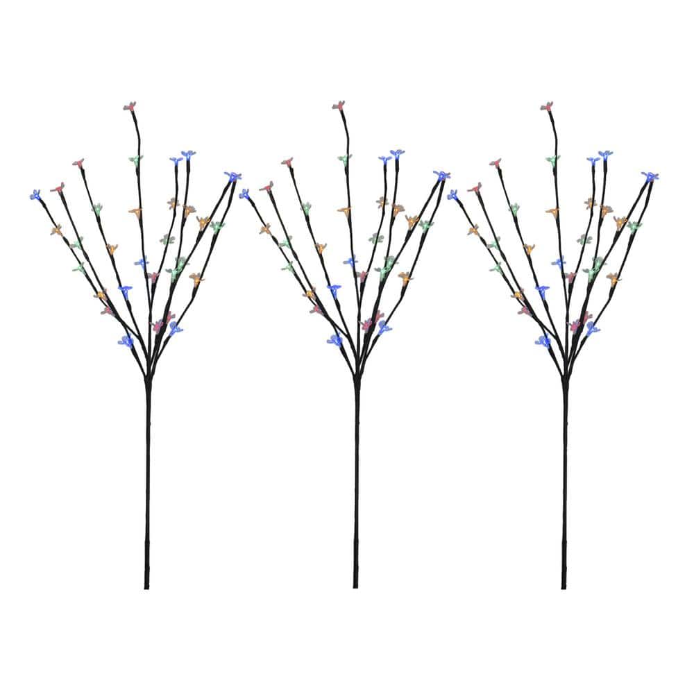 2.5 ft. Multi-Colored LED Cherry Blossom Lighted Artificial Tree Branches (Set of 3) - Hercitys