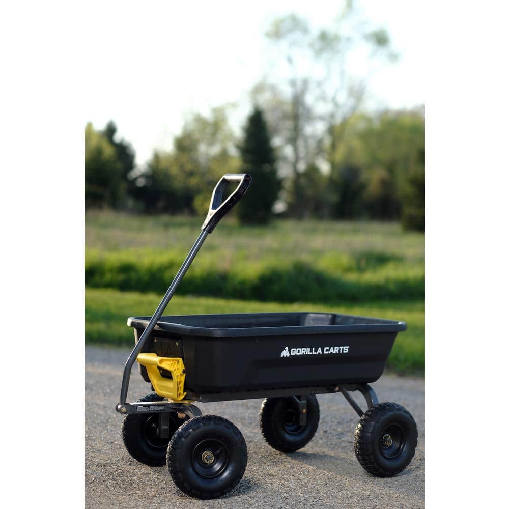 4 cu. ft. Patented Poly Dumping Garden Cart, 600 lbs. Capacity, 35 in. x 22 in. x 8 in. Bed, 10 in. Pneumatic Tires - Hercitys