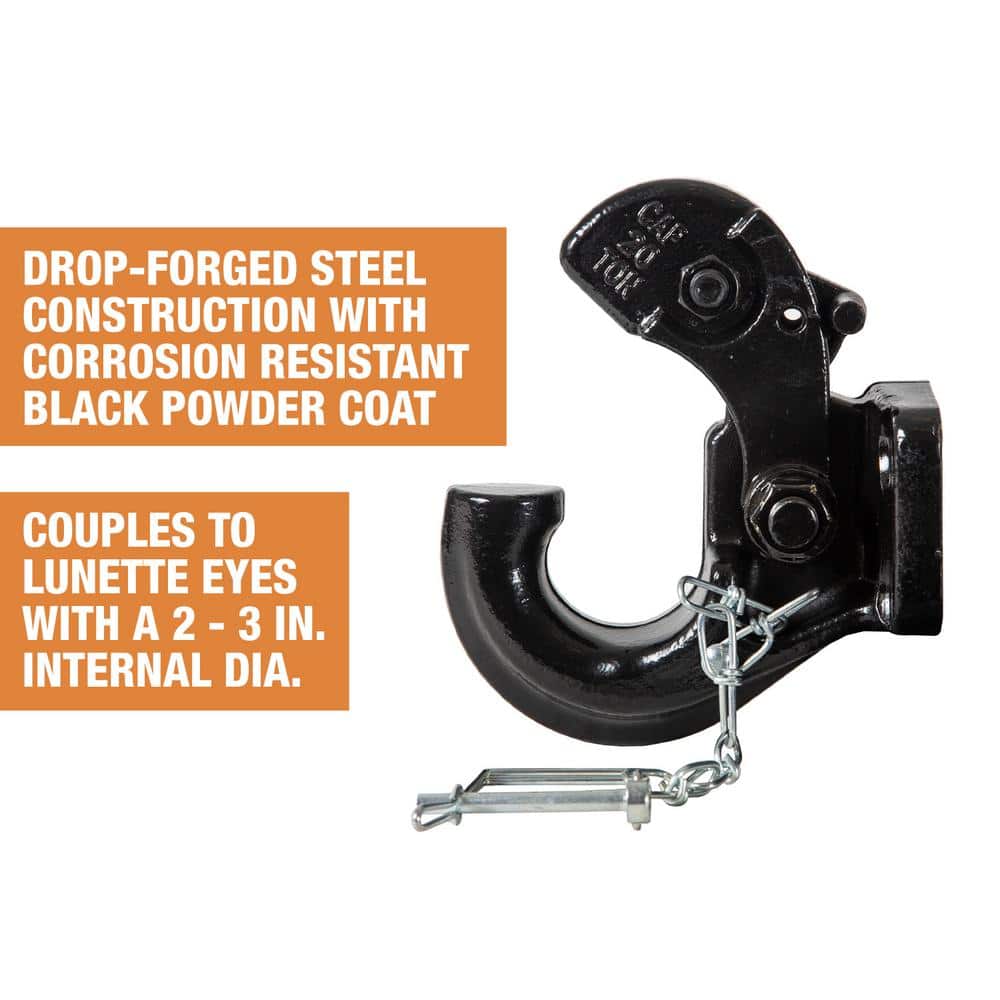20 Ton Pintle Hook Hitch Mount Kit Fits 2 in. to 3 in. Lunette Eyes - Hercitys