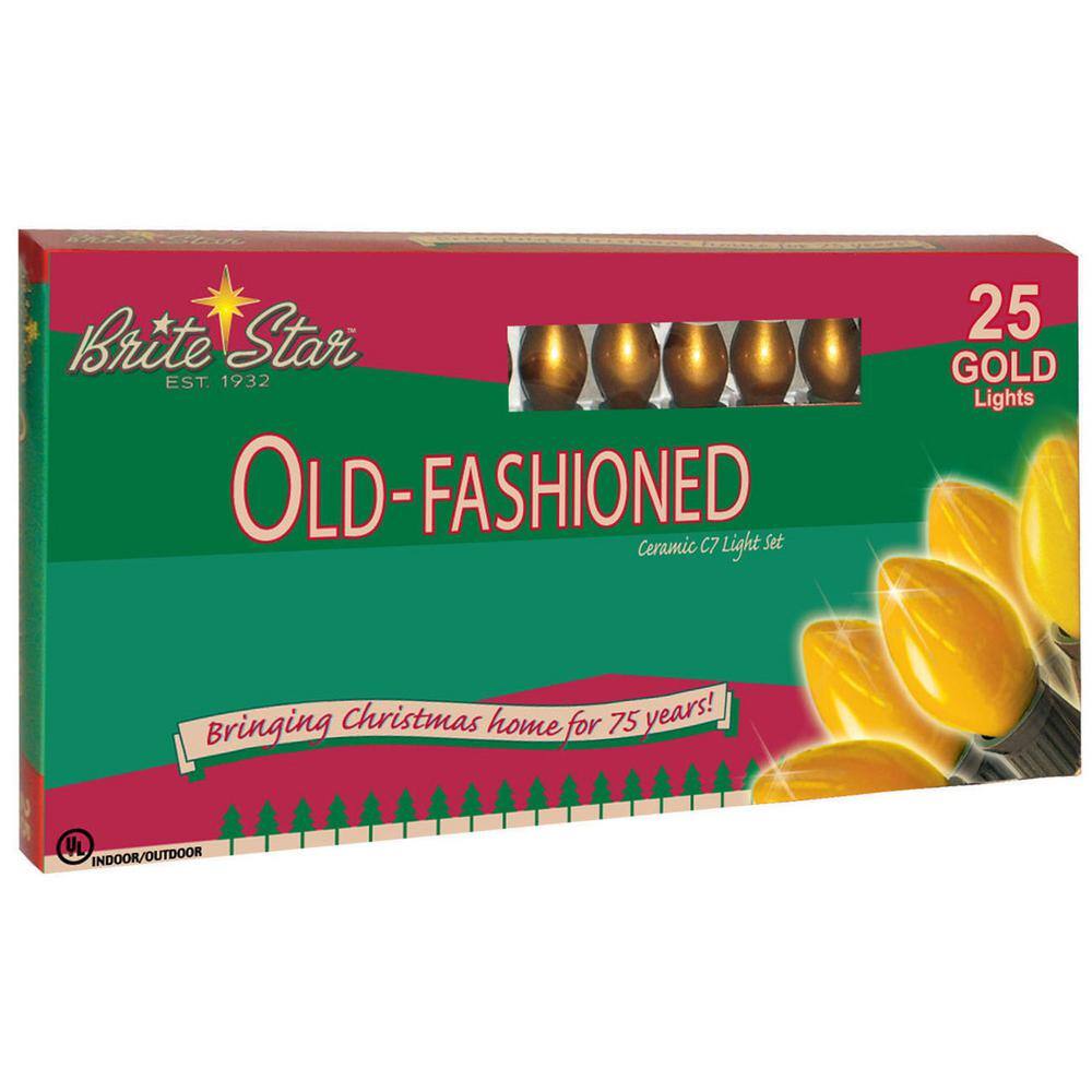 25 ft. 25-Count Old Fashioned Gold Incandescent Christmas String Lights - Hercitys