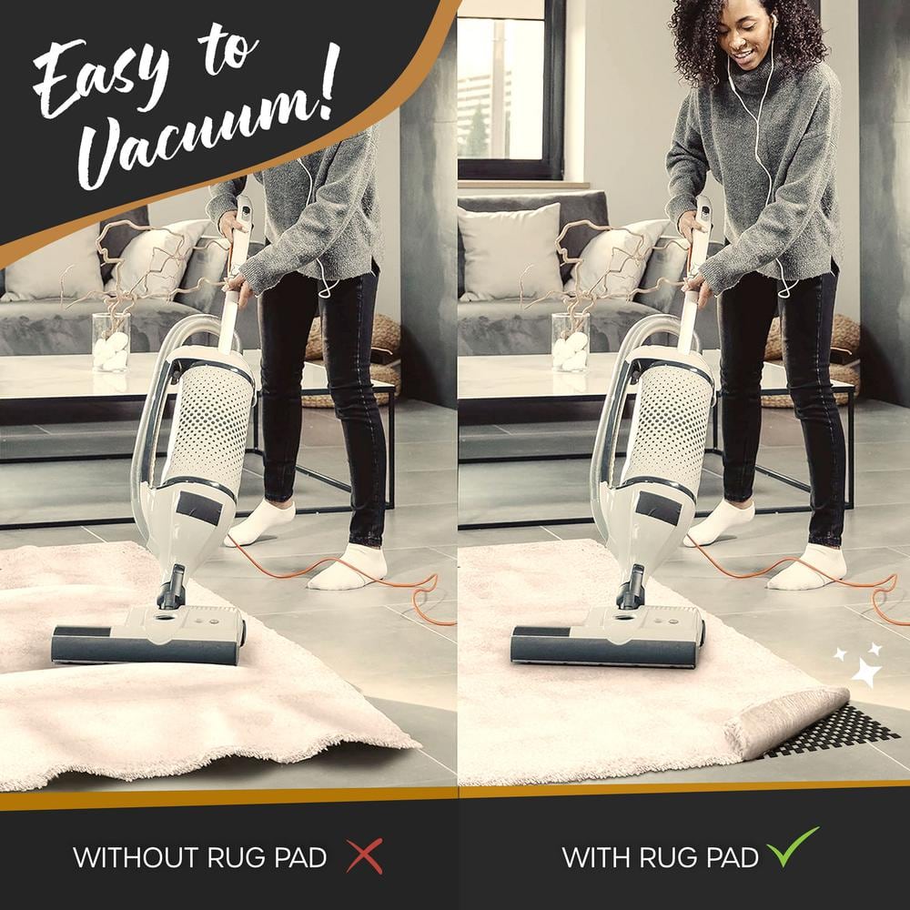 5 ft. x 7 ft. Premium Grip and Dual Surface Non-Slip Rug Pad in Black - Hercitys