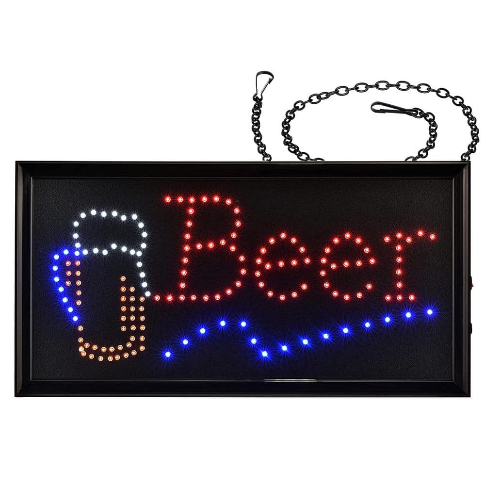 19 in. x 10 in. LED Rectangular Beer Sign with 2 Display Modes (2-Pack) - Hercitys
