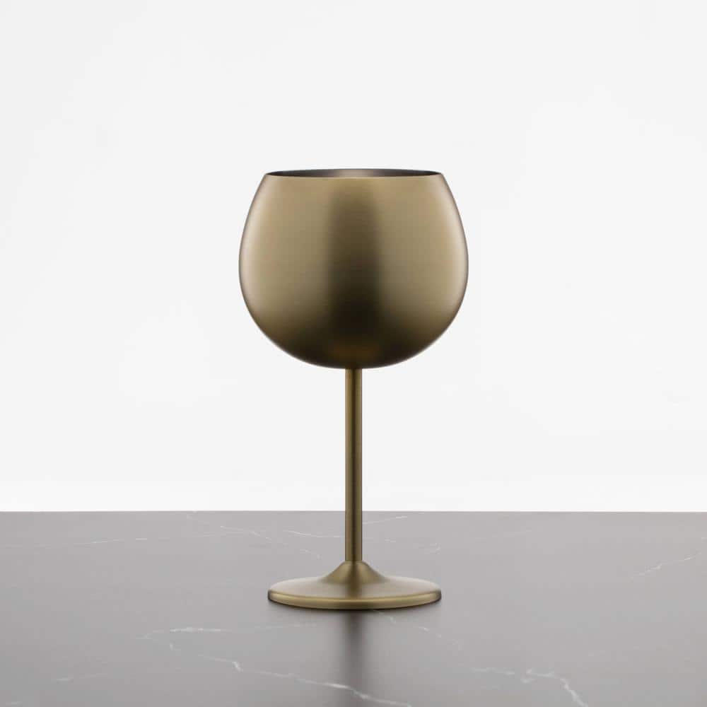 18 oz. Brushed Gold Stainless Steel Red Wine Glass Set (Set of 4) - Hercitys