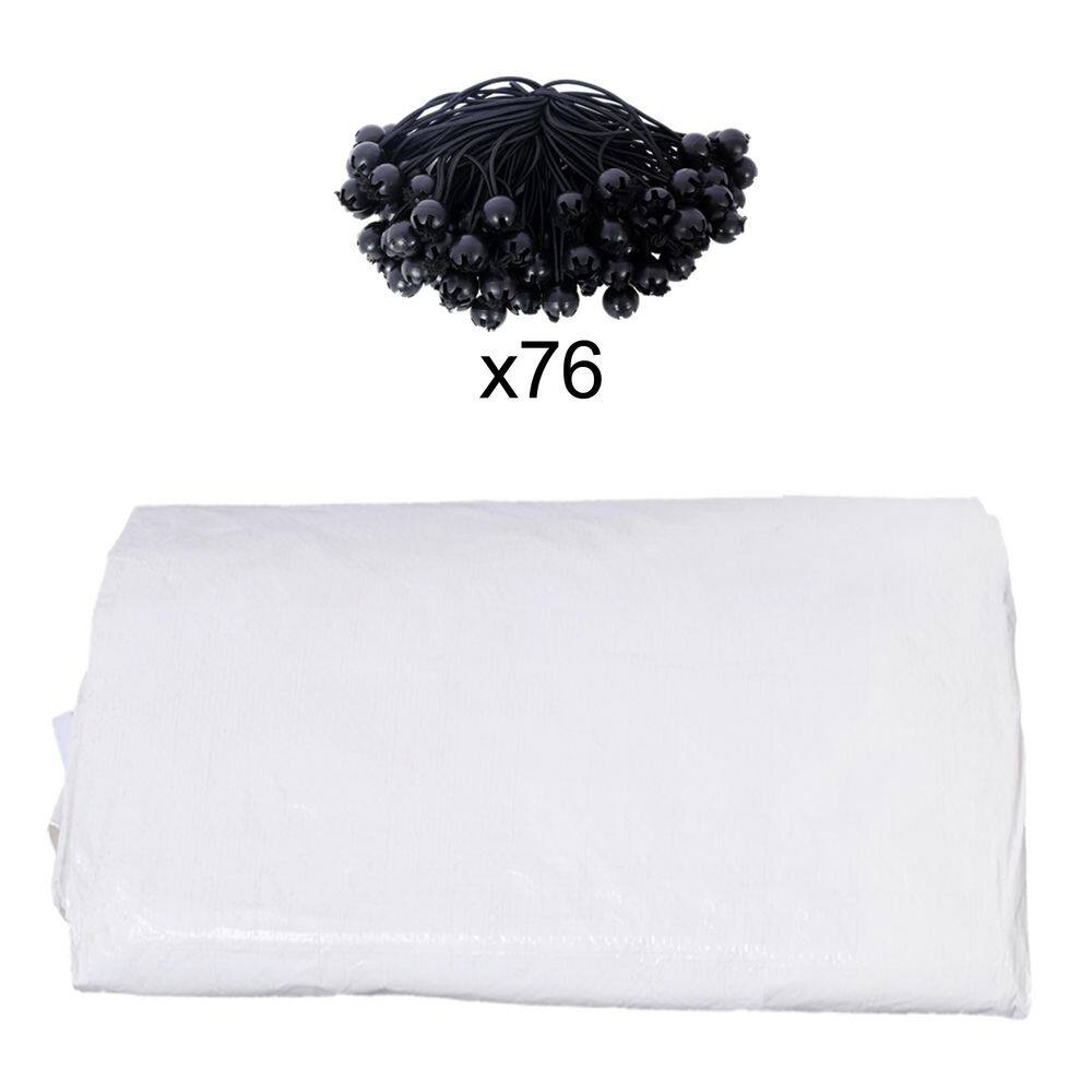 12 ft. W x 20 ft. D x 11.5 ft. Carport Replacement Canopy Cover, Waterproof, UV Protected with 76 Elastic Buckles, White - Hercitys