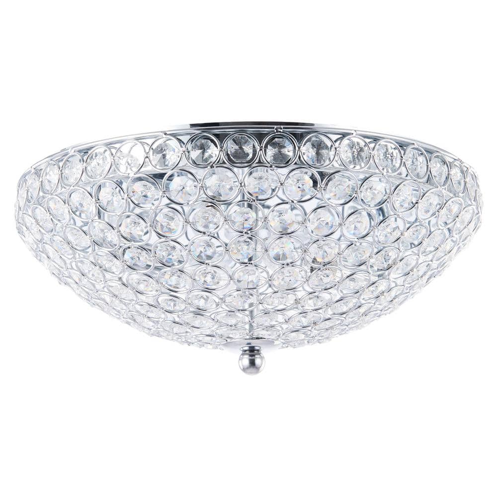 12 in. 2-Light Chrome Crystal Flush Mount - Hercitys