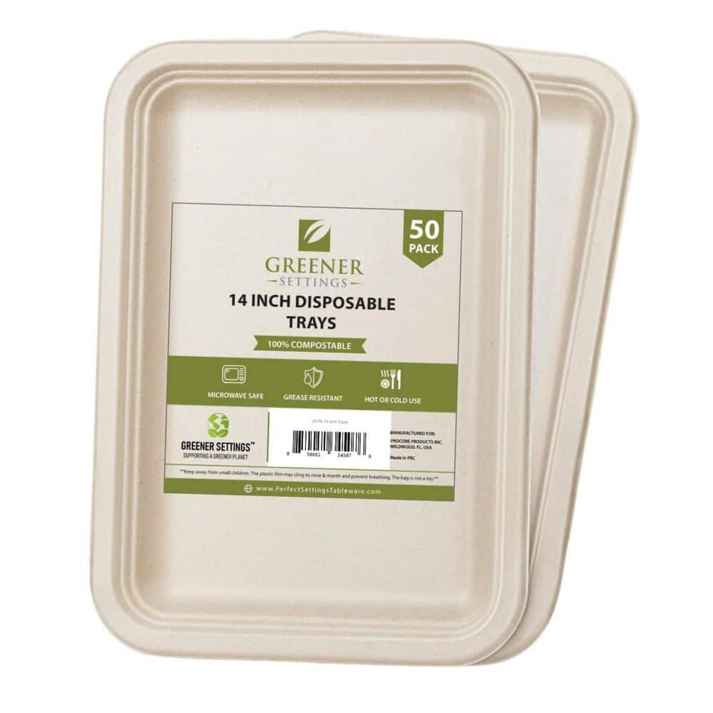 14 in. Compostable Disposable Paper Plate [50-Pack] - Hercitys