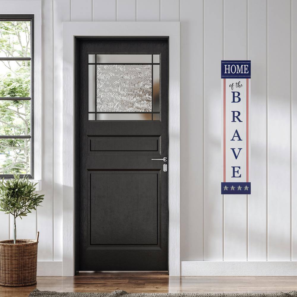 36 in. Home of the Brave Patriotic Wooden Porch Board Sign Decoration - Hercitys