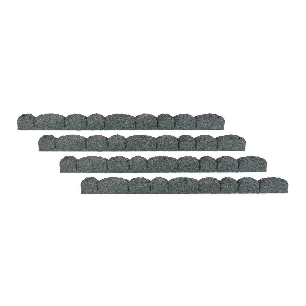 48 in. x 2 in. x 3 in. Gray Scallop Rubber Landscape Edging (4-Pack) - Hercitys