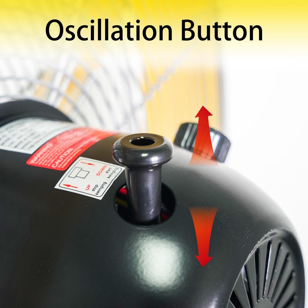 20 in. 3 Speeds High Velocity Pedestal Oscillating Fan in Yellow with 80° Oscillation, Height-adjustable - Hercitys