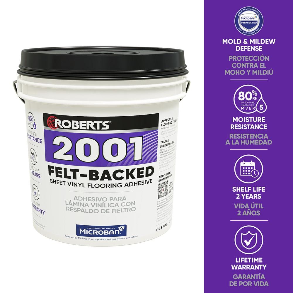 16 qt. (4 Gal.) 24 Hour Dry Time Felt-Backed Sheet Vinyl Flooring Adhesive - Hercitys