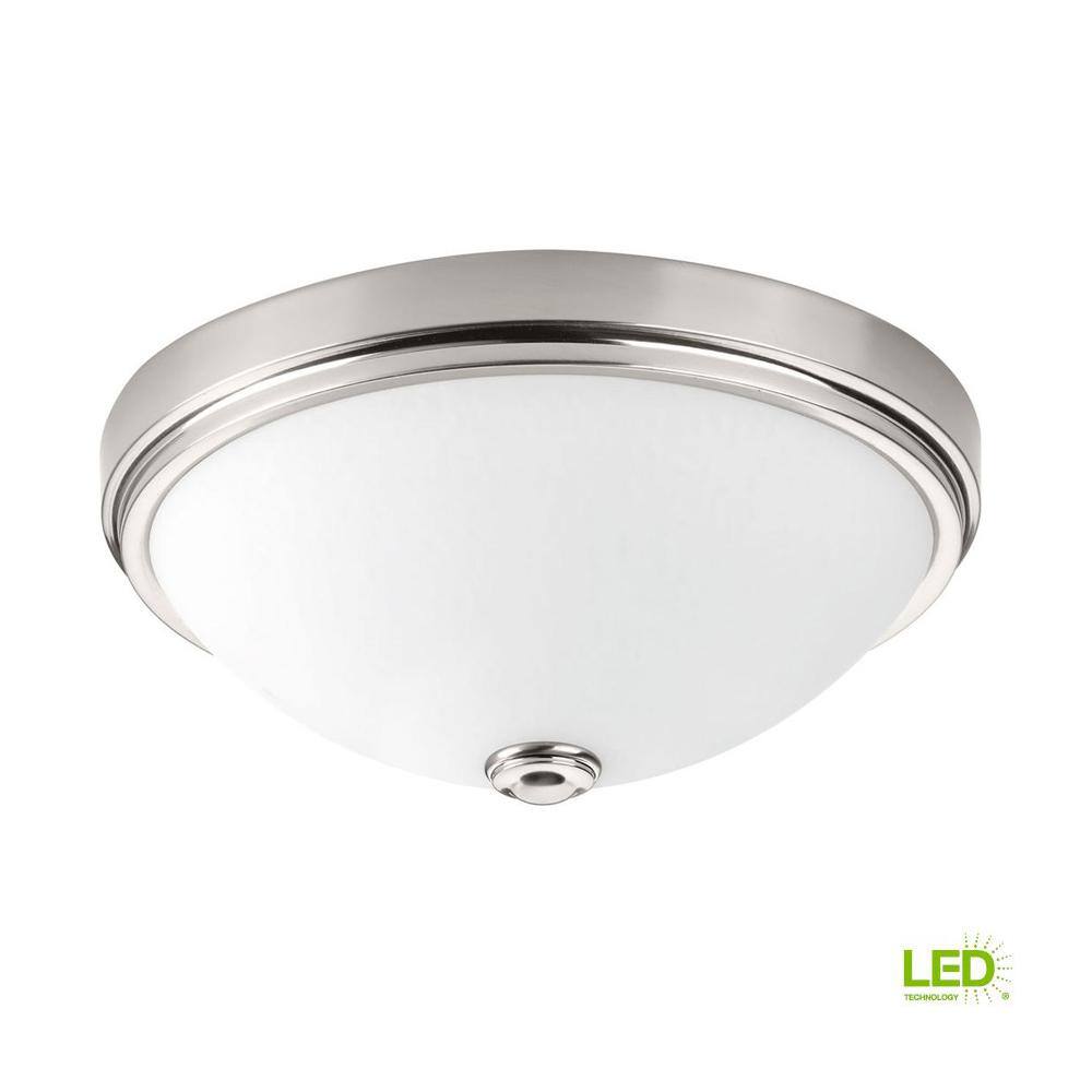 13 in. Linen Collection 21 -Watt Brushed Nickel Integrated LED Flush Mount - Hercitys