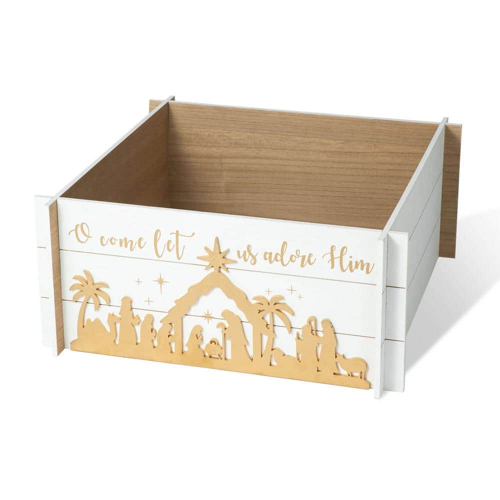 24 in. L Wooden Nativity Scene Tree Collar - Hercitys