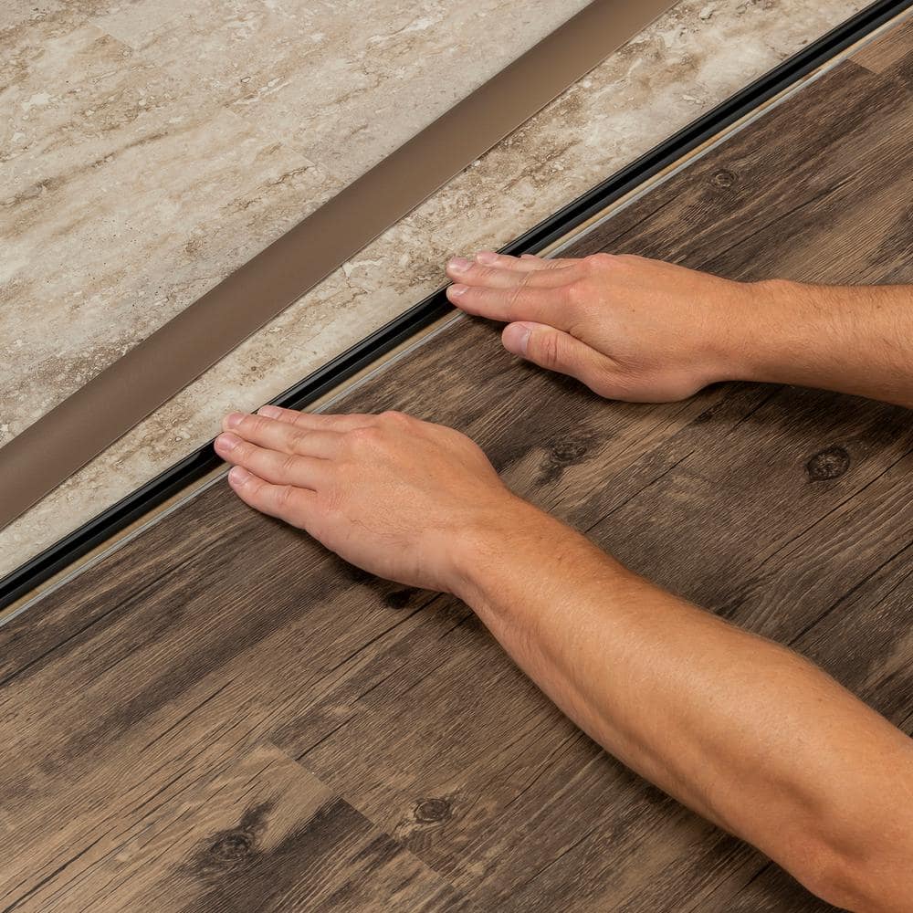 1 3/4 in. x 36 in. Spice Aluminum CINCH T-Molding Transition Strip w/ Snaptrack - Hercitys