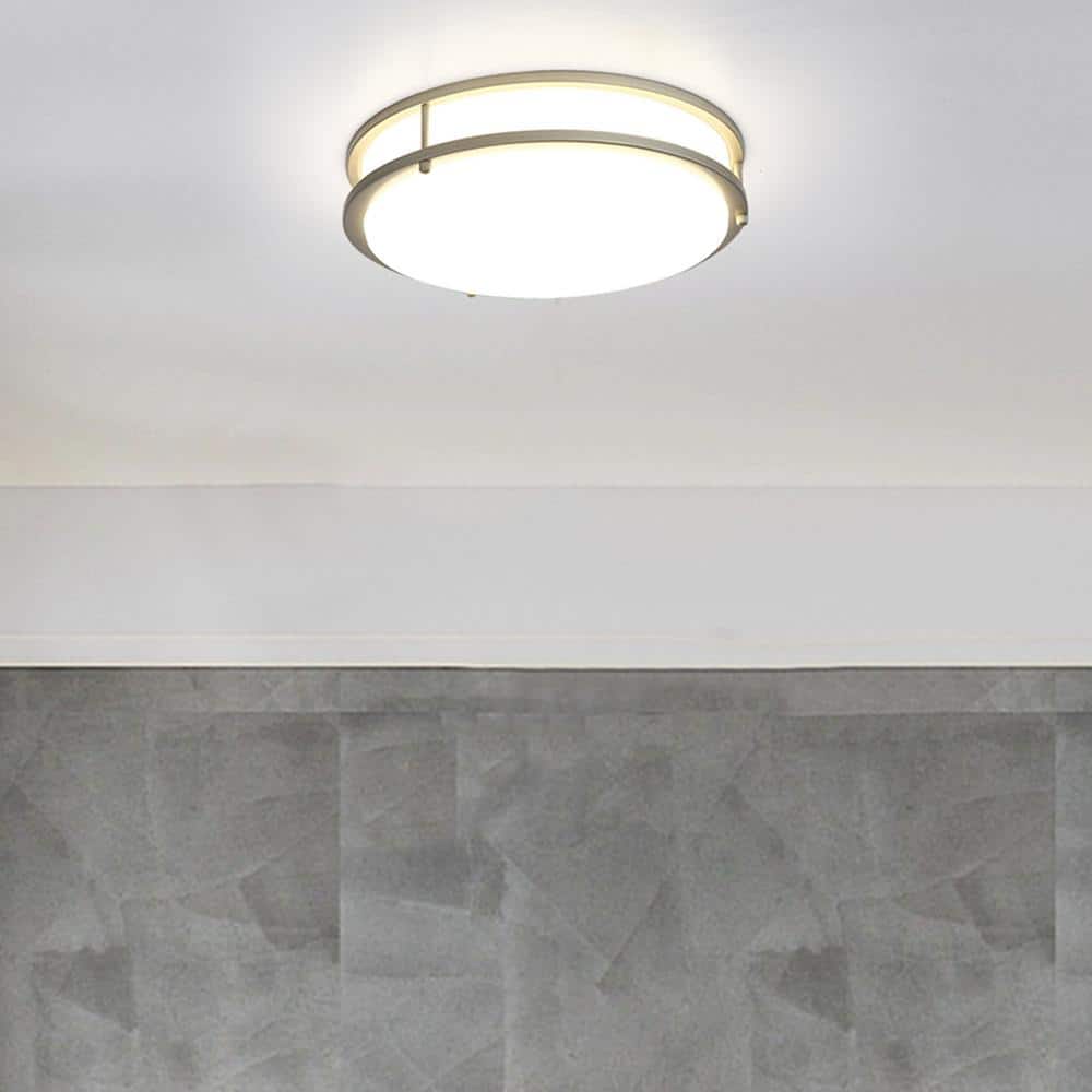 14 in. Silver Dimmable CCT Integrated LED Flush Mount Ceiling Light Fixture - Hercitys