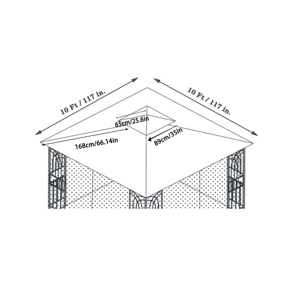 10 ft. x 10 ft. Outdoor Patio Double Gazebo Replacement Canopy Fabric, Roof Cover Only (No Frame) Brown - Hercitys