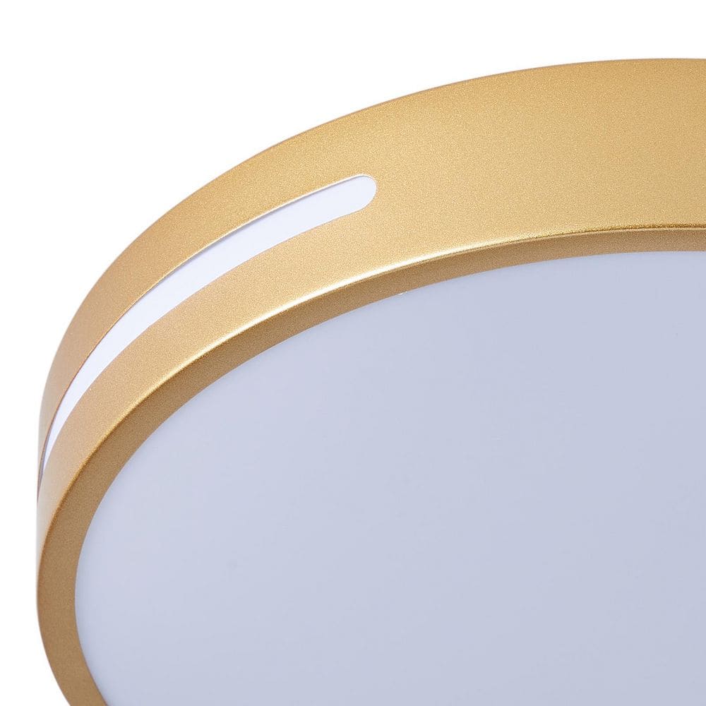 11.8 in. 1-Light LED Flush Mount Ceiling Light 24-Watt Close to Ceiling Light with PS Shade, Copper Gold - Hercitys
