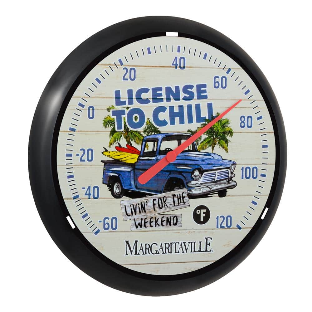 13.25 in. “License To Chill” Margaritaville Analog Dial Thermometer - Hercitys
