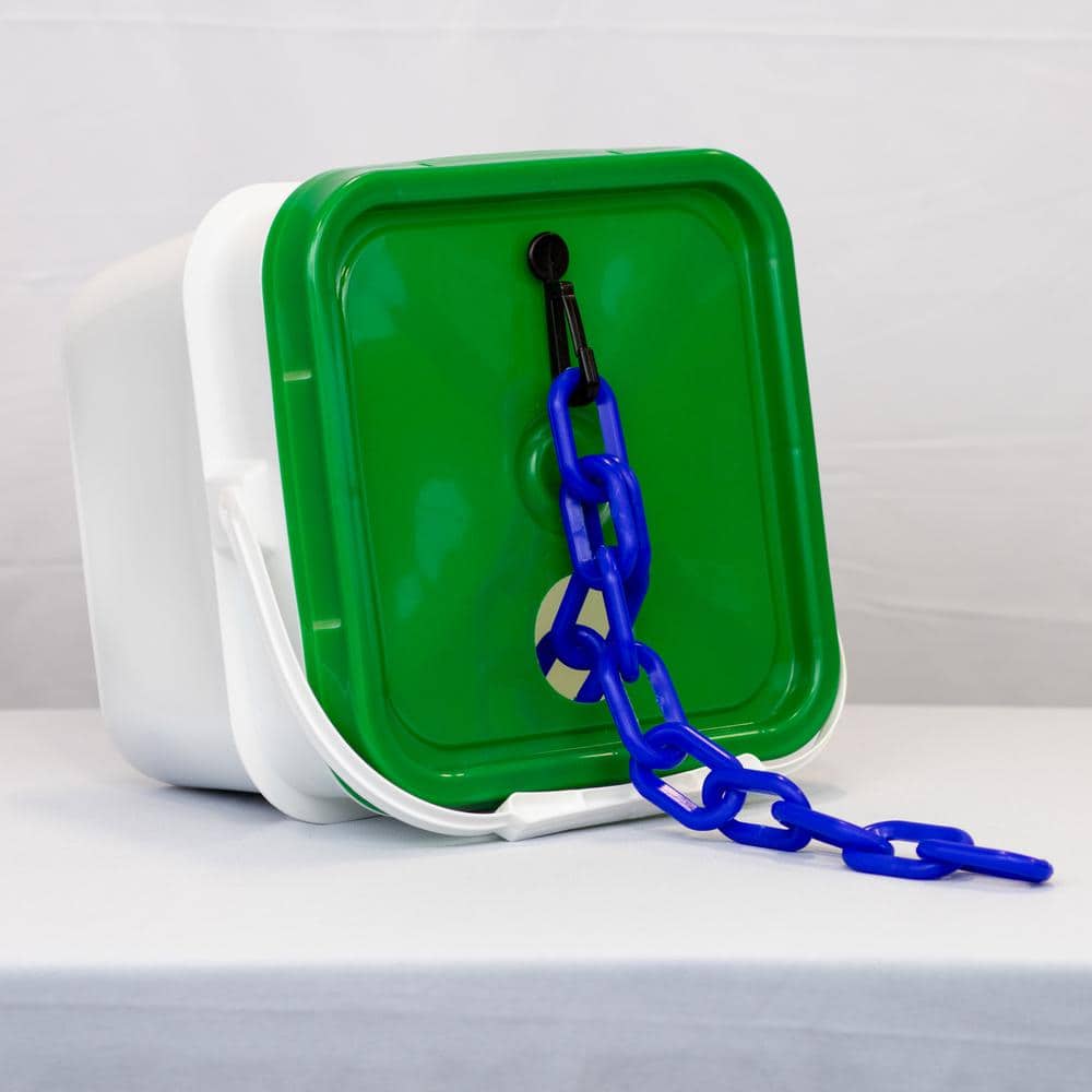 2 in. (#8, 51 mm) x 65 ft. Heavy Duty Plastic Safety Chain Traffic Blue in a Pail - Hercitys