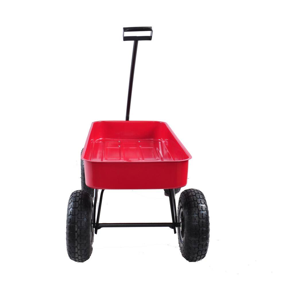 1.1 cu. ft. Steel Garden Cart with Adjustable Handles, Red - Hercitys