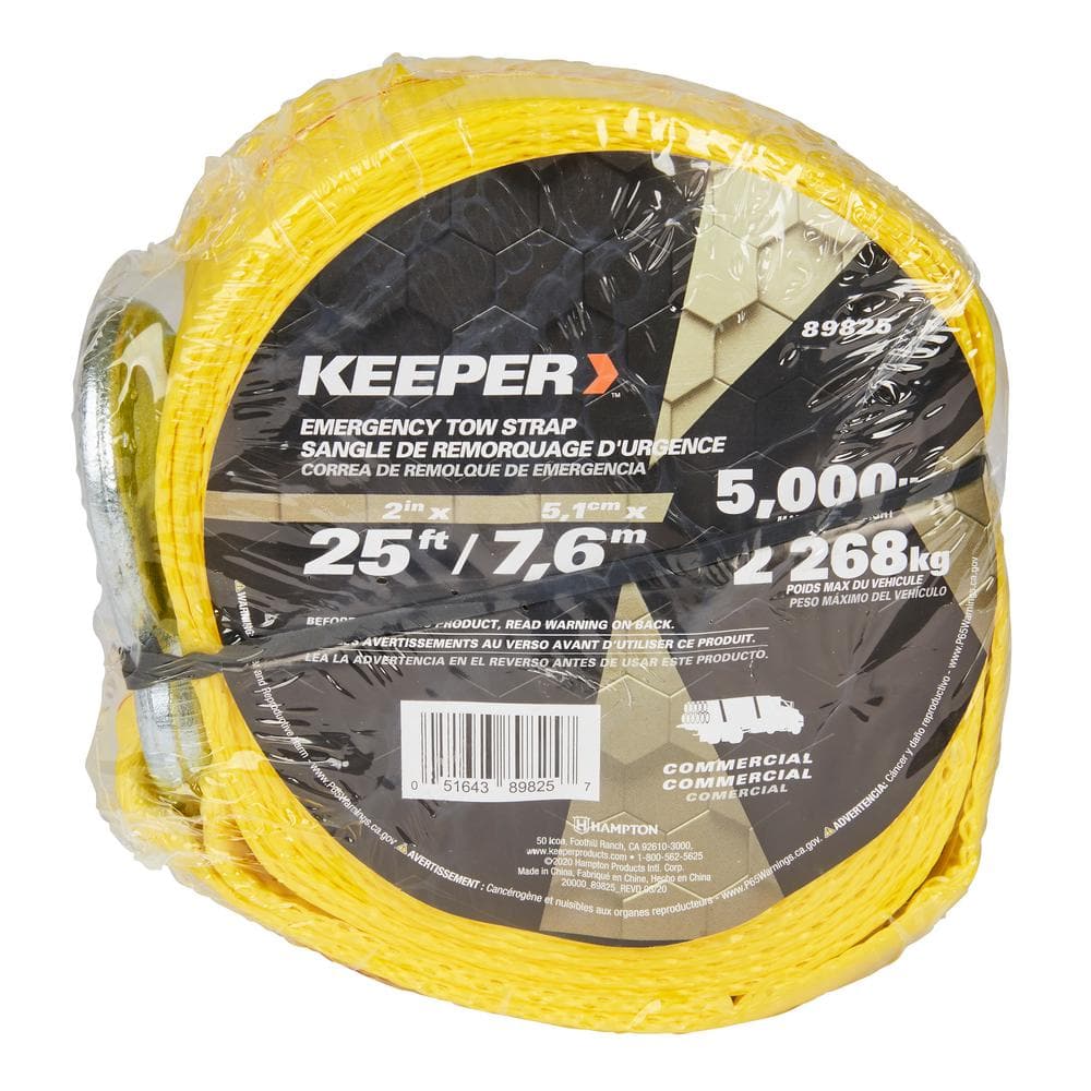 25 ft. x 2 in. Heavy-Duty Tow Strap with Hooks - Hercitys