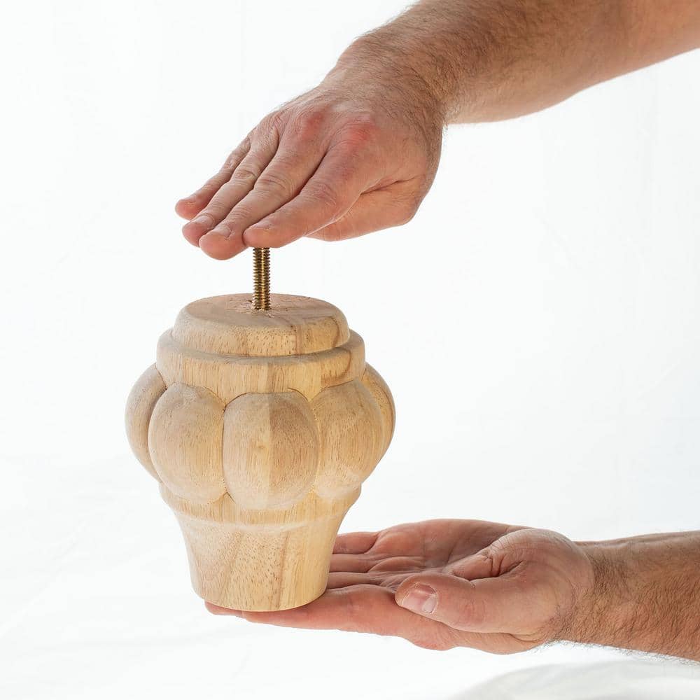 5 in. x 4-1/2 in. Unfinished Solid Hardwood Round Sofa Leg (4-Pack) - Hercitys